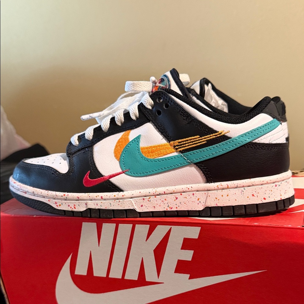 Nike Dunk multi swoosh black and white women